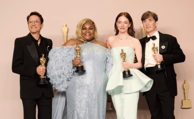 Oscar Winners Robert Downey Jr., Cillian Murphy, Da’vine Joy Randolph and Emma Stone Return to the 2025 Oscars Stage. Photo Courtesy: Academy of Motion Picture Arts and Sciences